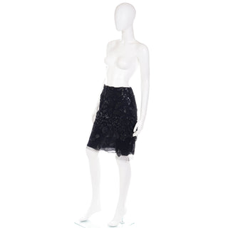 F/W 2000 Valentino Garavani Beaded Sequin Silk Runway Skirt Medium