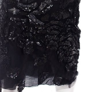 F/W 2000 Valentino Garavani Beaded Sequin Black  Silk Runway Skirt