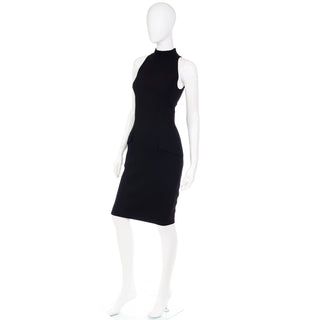 1990s Valentino Boutique Vintage Black Dress With Rhinestone Zipper size Small