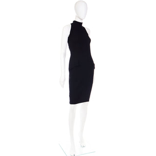 1990s Valentino Boutique Vintage Black Dress With Rhinestone Zipper silk lining