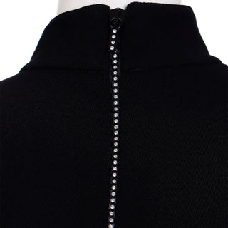 1990s Valentino Boutique Vintage Black Dress W Rhinestone Zipper 