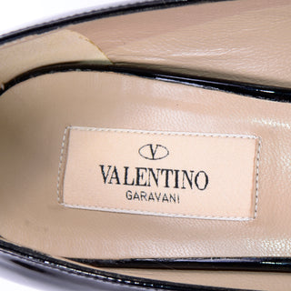 Valentino Garavani Black Patent Leather Open Toe Bow Shoes with Heels
