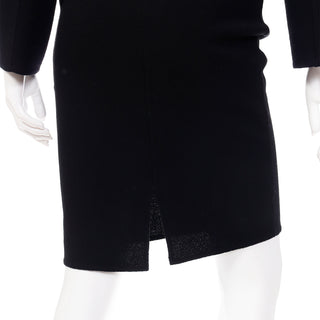 2000s Valentino Vintage Black 2 Piece Skirt & Jacket Suit W Unique Bow Buckle in size 8