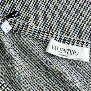 2000s Valentino Black & White Houndstooth Check Ruffle One Shoulder Top Italy