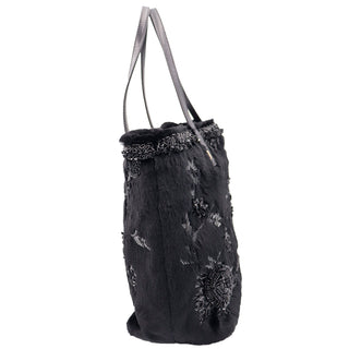 Valentino Black Fur Bag with Beading