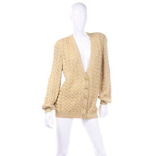 1980s Vintage Valentino Gold Sparkle Cardigan Sweater