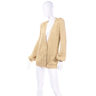 Vintage Valentino Gold Sparkle Cardigan Sweater Italy