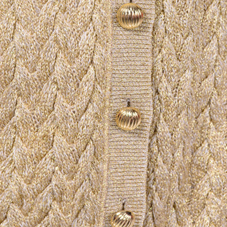 Holiday Vintage Valentino Gold Sparkle Cardigan Sweater