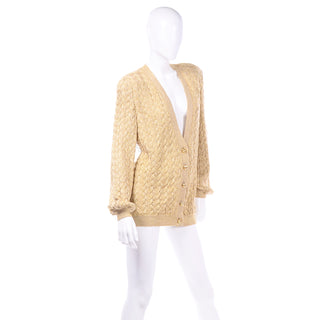 Vintage Valentino Gold Sparkle Cardigan Sweater 80s