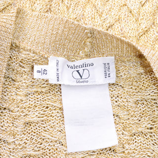 Vintage Valentino Gold Sparkle Cable Knit Oversized Cardigan Sweater