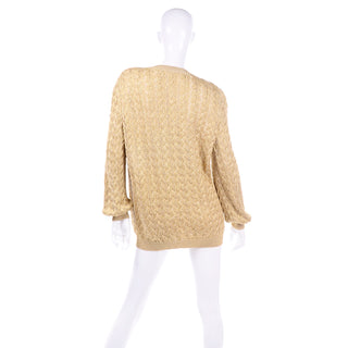 Holiday Vintage Valentino Gold Sparkle Pullover Cable Knit Sweater