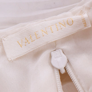 2000s Valentino Garavani Vintage Ivory Silk Ruched Off Shoulder Top Italy