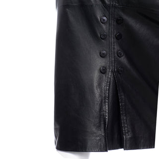 Unique Valentino Vintage Black Leather  Pencil Skirt