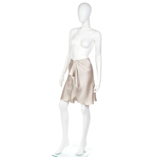 2000s Valentino Taupe Silk Skirt