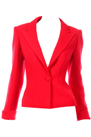 Valentino Red Boucle Wool Short Blazer Jacket