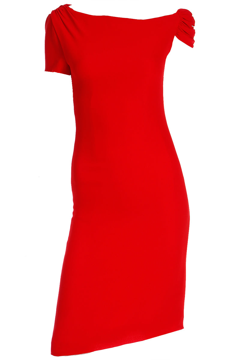 valentino red off the shoulder dress Valentino Short Washed Taffeta Dress Women Red 100% Silk 38