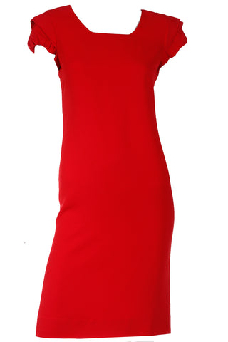 2000s Valentino Red Crepe Dress w/ Draped Back