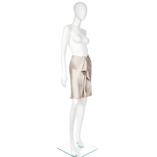 Taupe Silk Valentino 2000s Skirt w Low Waist
