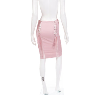 2004 S/S Valentino Garavani Pink Corset Laced Pencil Skirt Small