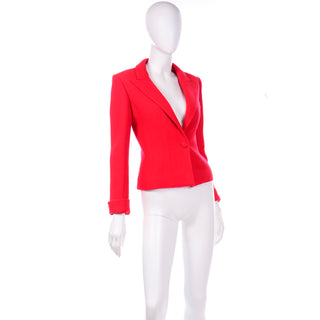 Valentino Red Boucle Wool Short Blazer Jacket size 8