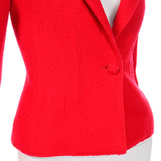 Valentino Red Boucle Wool Short Blazer Jacket Great details