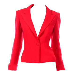 Valentino Red Boucle Wool Short Blazer Jacket