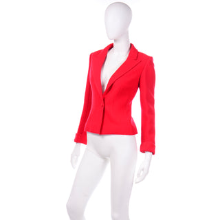 Valentino Red Boucle Wool Short Blazer Jacket Sz 8