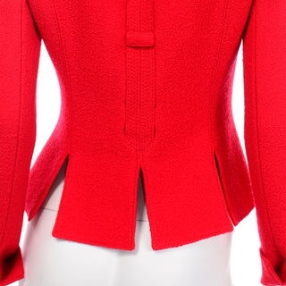Size 8 Valentino Red Boucle Wool Short Blazer Jacket