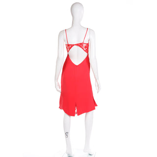 Valentino Red Slip Dress With Lace Bodice & Inserts w Open Back 4/6