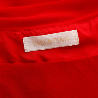 2000s Valentino Red Silk Crepe Draped Asymmetrical Sleeve  Day or Evening Dress
