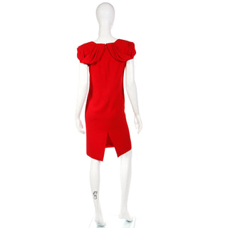 2000s Valentino Red Crepe Dress w/ Draped Back