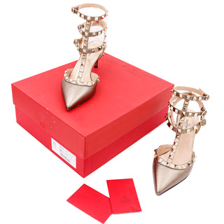 Valentino Bronze Caged Rockstud Shoes W Original Box size 36.5