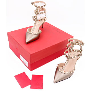 Valentino Bronze Caged Rockstud Shoes W Original Box in size 36 and 1/2