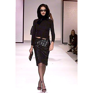Vintage F/W 2000 Valentino Garavani Beaded Sequin Silk Runway Skirt