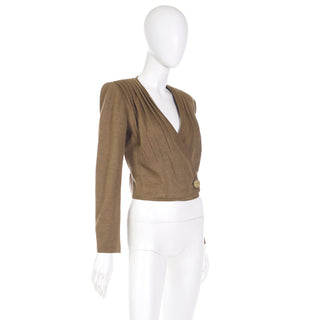 Vintage 1980s Valentino Boutique Brown Cropped Wrap Style Jacket