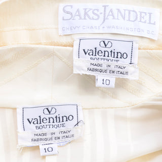 Valentino Vintage Tonal Stripe Cream Silk Wide Leg Pants & Blouse Outfit