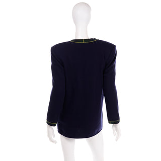 Vintage Valentino 2pc Green & Blue Plaid Cardigan Sweater & Top