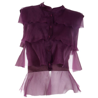 2005 Valentino Garavani Purple Silk Organza Sleeveless Blouse