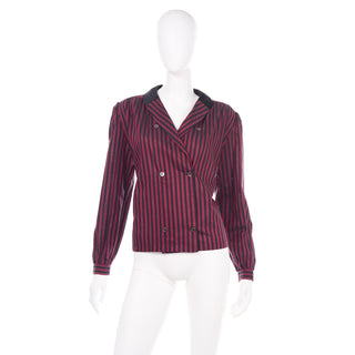 Long Sleeve Valentino vintage red and black striped blouse