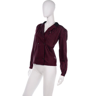 Valentino vintage red and black striped blouse long sleeves
