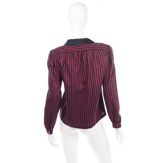 Valentino vintage red and black striped blouse 1980s