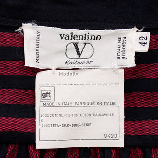 Valentino vintage red and black striped blouse silk and cotton