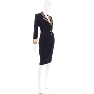 Vintage Valentino Black & Gold Plaid Skirt Suit w 2 Blazer Options
