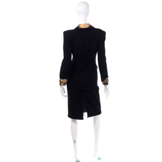 Vintage Valentino Black & Gold Plaid 3pc Skirt Suit with 2 Blazer Options