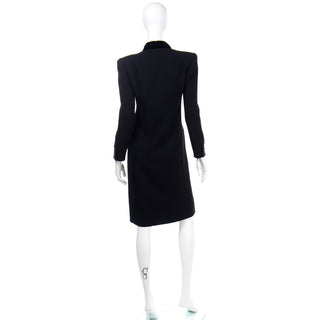 1980s Valentino Boutique Vintage Black Ribbed Dress w Velvet Collar sz 8