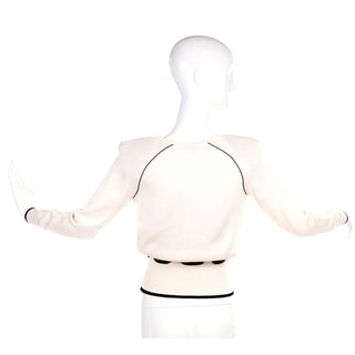 Valentino ivory white vintage cotton sweater with black trim