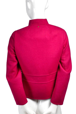 Valentino Raspberry Wool Angora Double Breasted Jacket