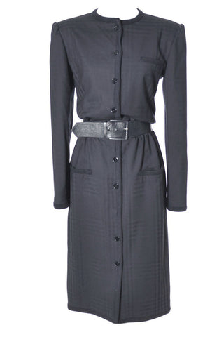 AS NEW Blue Wool Plaid Valentino Vintage Dress - Dressing Vintage