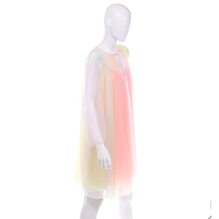 Vanity Fair Pastel Rainbow Chiffon Nightgown and Robe