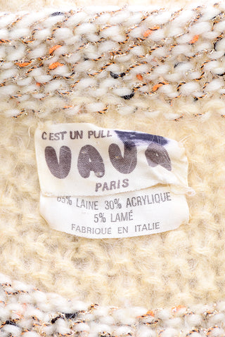 C'est Un Pull Vava Paris Cream Wool & Lame Vintage Sweater